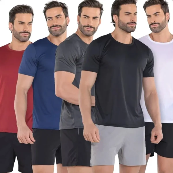 Kit 5 Camisetas Básicas Masculina Dry Fit Lisa Tradicional - Imagem 2