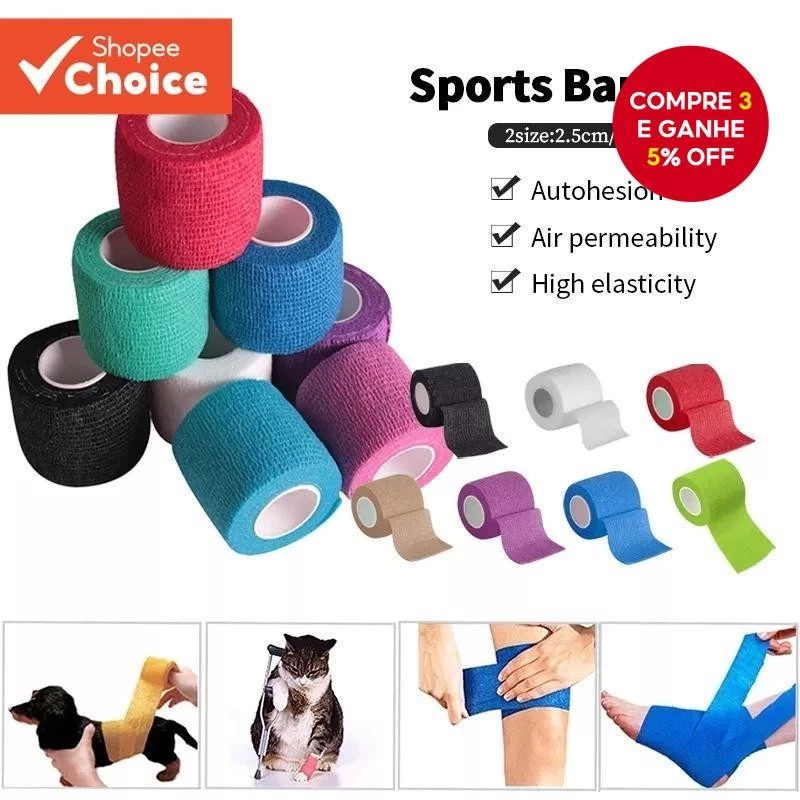 Fita Esportiva Protetora Envoltório Atlético Bandagem Muscular Autoadesiva Para Fitness Basquete
