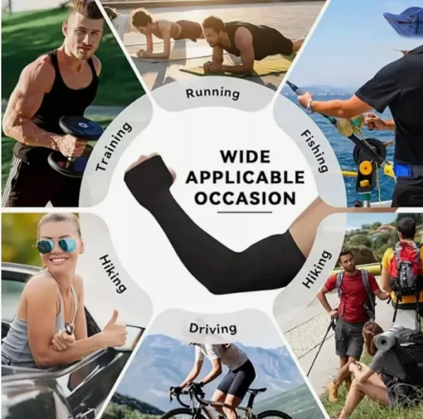Manga De Braço De Resfriamento De Verão : Design De Dedo Altamente Elástico E Proteção UV Para Esportes Ao Ar Livre Femi - Imagem 7