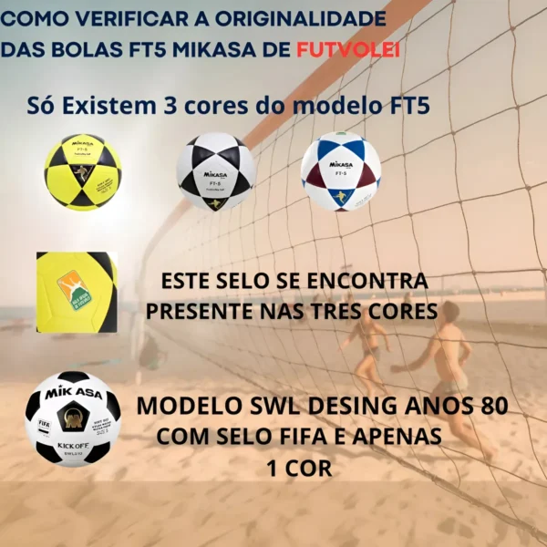 Bola Oficial De Futevôlei Mikasa Ft-5 Amarela E Preta - Imagem 8