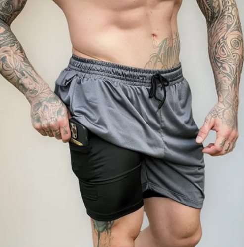 Bermuda 2 Em 1 Short Duplo Masculino Academia Treino Corrida