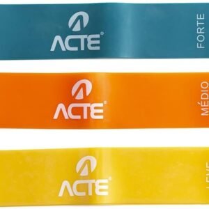 Acte, Kit com 3 Faixas Elásticas Mini Band T71 Com Intensidades Leve Médio e Forte, Diversas Cores