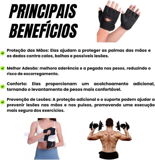 Luva Academia Esporte Treino Musculação Exercícios Neoprene Ajustável Unissex - Imagem 2