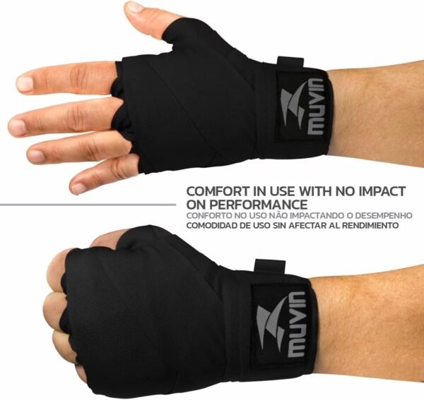 Bandagem Elástica Muvin 5 Metros Com Fechamento em Fecho de Contato e Alça Para Polegar - Atadura de Proteção Para Mãos e Punhos - Faixa de Boxe - Muay Thai - MMA - Artes Marciais - Treino - Unissex - Imagem 5