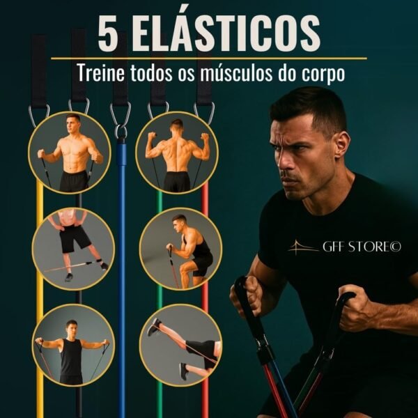 Kit 17 Peças Elástico Extensor + Miniband Treino Em Casa Exercício Físico Academia Fisioterapia Musculação Crossfit Pilates Yoga Aquecimento Funcional Alongamento Malhar Emagrecimento - Imagem 4