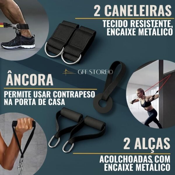 Kit 17 Peças Elástico Extensor + Miniband Treino Em Casa Exercício Físico Academia Fisioterapia Musculação Crossfit Pilates Yoga Aquecimento Funcional Alongamento Malhar Emagrecimento - Imagem 5
