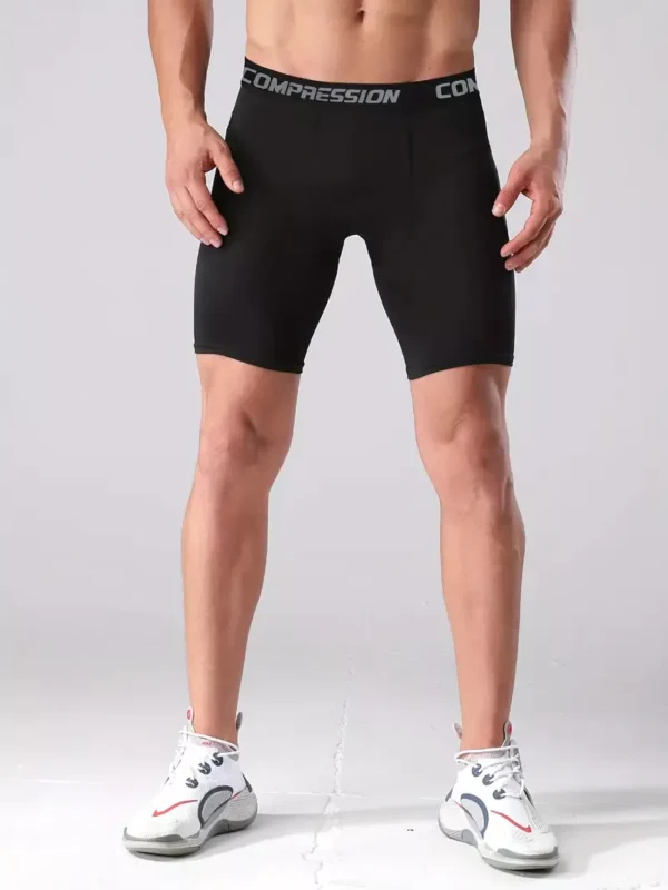 Calças e shorts de fitness masculinos, ideais para ciclismo, corrida, basquete, com secagem rápida e compressão. - Imagem 2