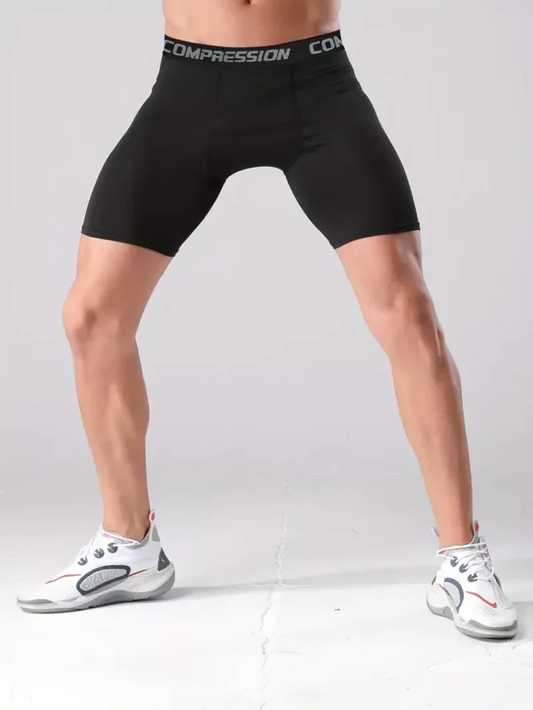 Calças e shorts de fitness masculinos, ideais para ciclismo, corrida, basquete, com secagem rápida e compressão. - Imagem 3