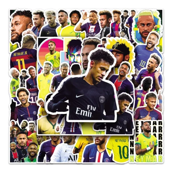 Autocolantes De 50 Peças De Futebol Engraçado Neymar DIY Creative Motor Stickers Helmater Home Decalque À Prova D'água - Imagem 2