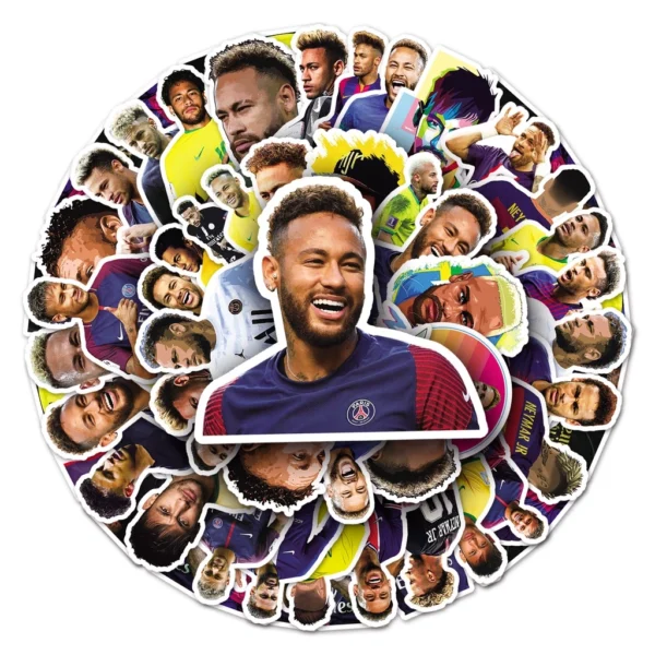 Autocolantes De 50 Peças De Futebol Engraçado Neymar DIY Creative Motor Stickers Helmater Home Decalque À Prova D'água - Imagem 3