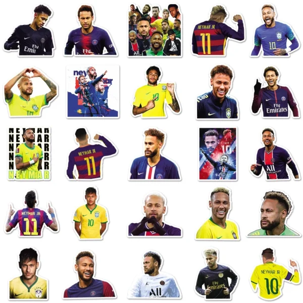 Autocolantes De 50 Peças De Futebol Engraçado Neymar DIY Creative Motor Stickers Helmater Home Decalque À Prova D'água - Imagem 4