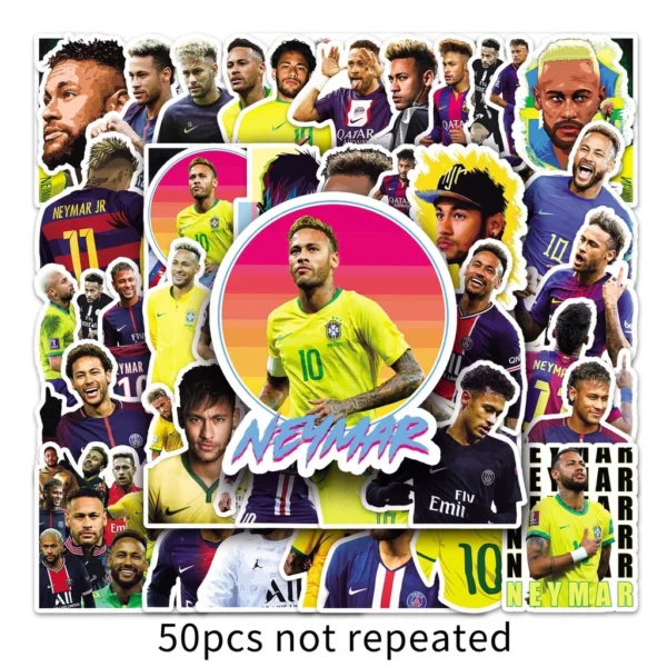 Autocolantes De 50 Peças De Futebol Engraçado Neymar DIY Creative Motor Stickers Helmater Home Decalque À Prova D'água - Imagem 5