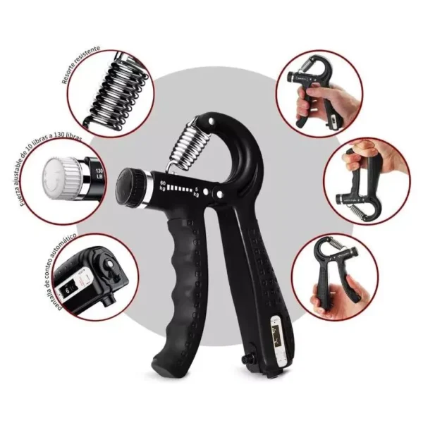 Hand Grip Mola Ajustável 5 A 100kg com Contador Exercícios Fisioterapia - Imagem 3
