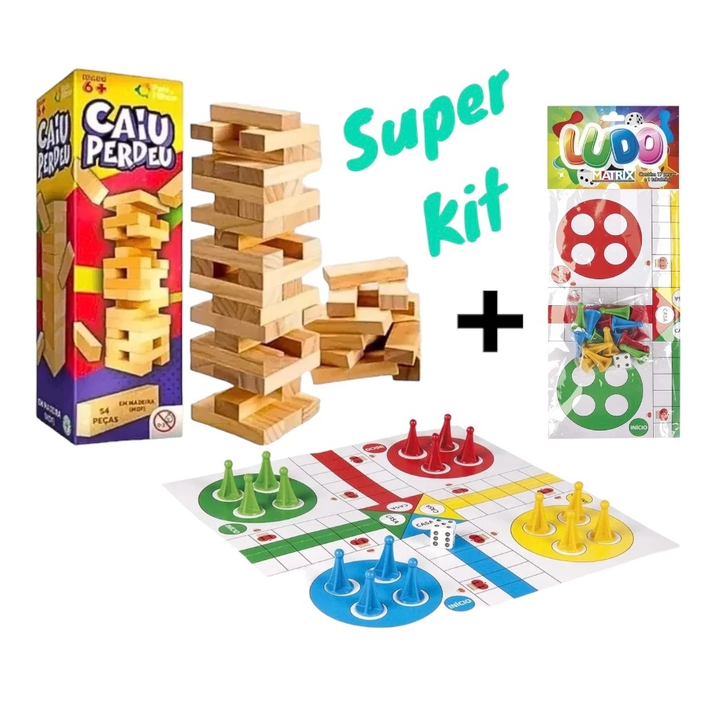 Jogo Caiu Perdeu Torre Maluca De Equilíbrio Divertida Coordenação pais e filhos e Jogo De Tabuleiro Ludo