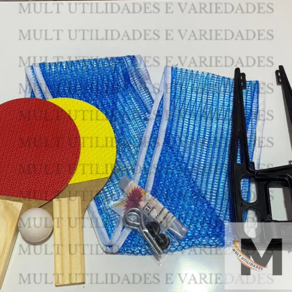 Kit COMPLETO Ping Pong Tenis De Mesa 2 Raquetes 1 Bolinha Suporte mais Rede completo PROMOÇAO - Imagem 3