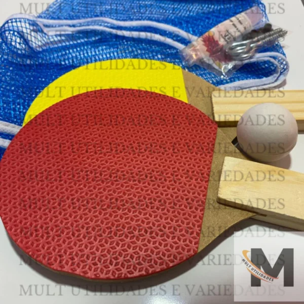Kit COMPLETO Ping Pong Tenis De Mesa 2 Raquetes 1 Bolinha Suporte mais Rede completo PROMOÇAO - Imagem 5