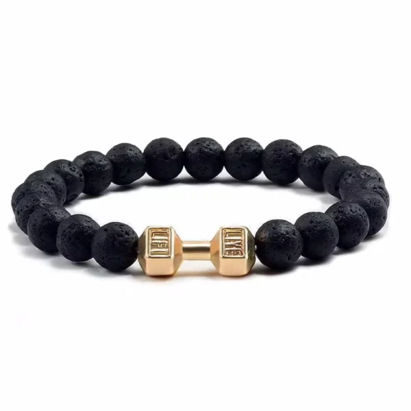 20g Ginásio Fitness Beaded Pulseira Unisexo Pedra Matte Dumbbell Fashion Men Pulseiras Punk Ajustável - Imagem 6