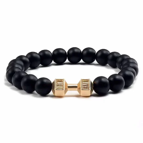 20g Ginásio Fitness Beaded Pulseira Unisexo Pedra Matte Dumbbell Fashion Men Pulseiras Punk Ajustável - Imagem 5