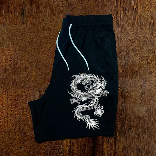 Bermuda Stussy Tactel Masculina Street Wear Dragão Chines Confortável Shorts - Imagem 3