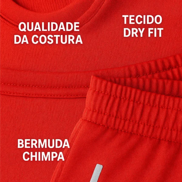 Bermuda Masculina Chimpa + Camiseta Leve e Confortável Esporte Futebol Academia Corrida - Imagem 9