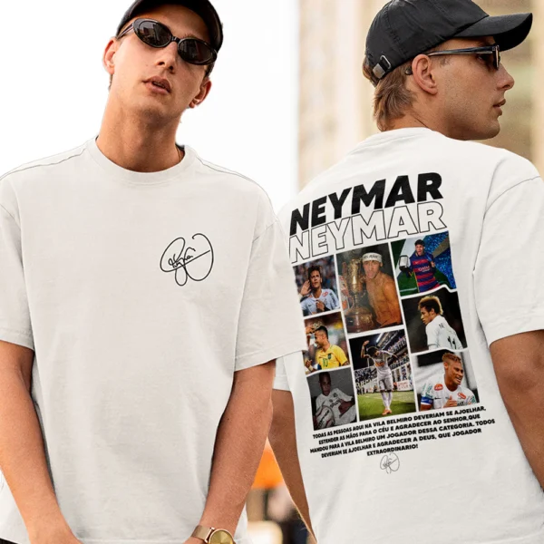 Camiseta Neymar Menino Ney Camisa Básica Personalizada Unissex Algodão 30.1 Premium Jogador - Imagem 2