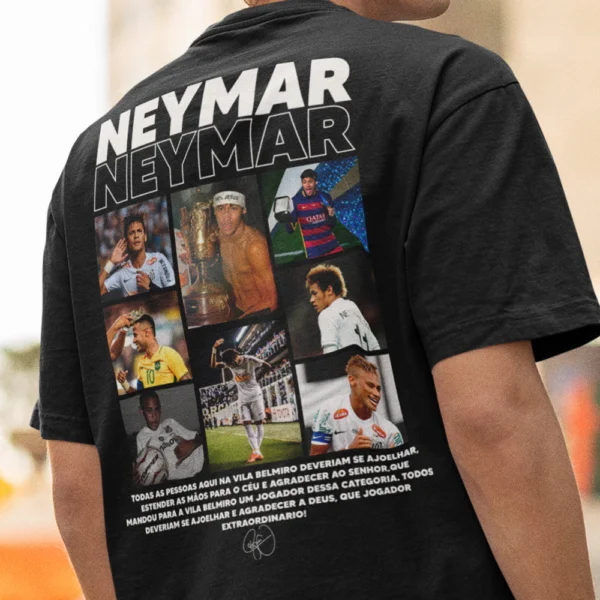 Camiseta Neymar Menino Ney Camisa Básica Personalizada Unissex Algodão 30.1 Premium Jogador - Imagem 5