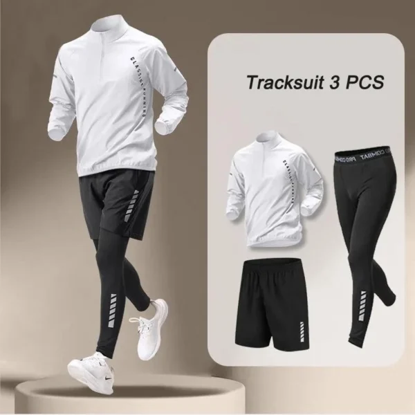 Jaqueta Seca Rápida Masculina De 4 Peças Para O Exterior Conjuntos De Corrida Fitness Calças De Jogging Sports Clothes - Imagem 4