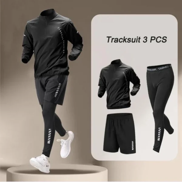 Jaqueta Seca Rápida Masculina De 4 Peças Para O Exterior Conjuntos De Corrida Fitness Calças De Jogging Sports Clothes - Imagem 5