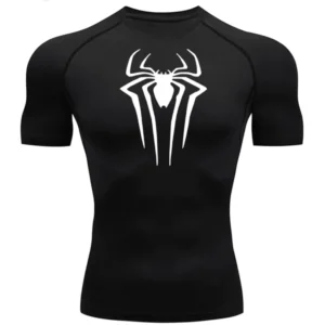 Camisa De Compressão Homem-Aranha Manga Curta Treino Ginástica Camiseta Esportiva