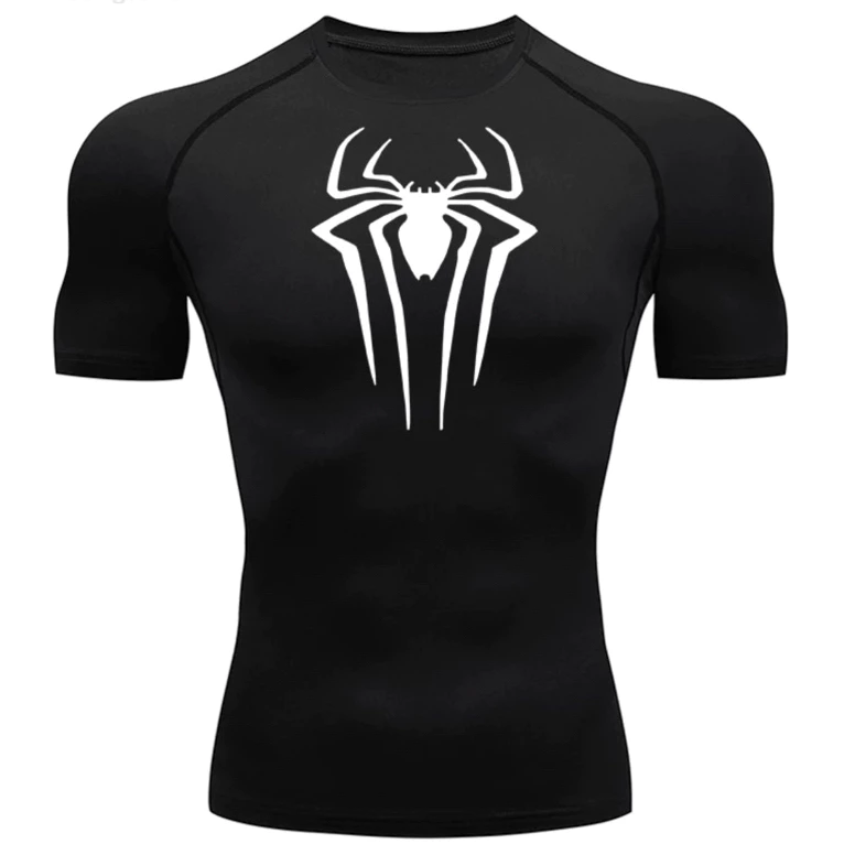 Camisa De Compressão Homem-Aranha Manga Curta Treino Ginástica Camiseta Esportiva