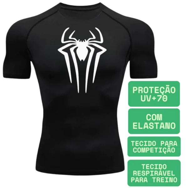 Camisa De Compressão Homem-Aranha Manga Curta Treino Ginástica Camiseta Esportiva - Imagem 4