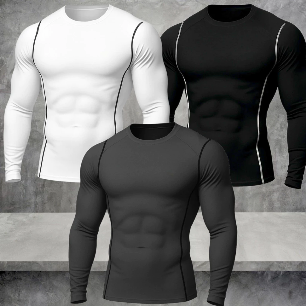 Camiseta de Compressão Manga Longa Comprida Masculina Premium Pro Esportiva Térmica para Frio