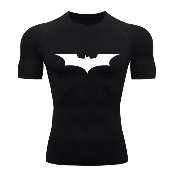 Camiseta Compressão Proteção Uv 50+ Segunda Pele Manga Curta Símbolo Batman Academia Rash Guard