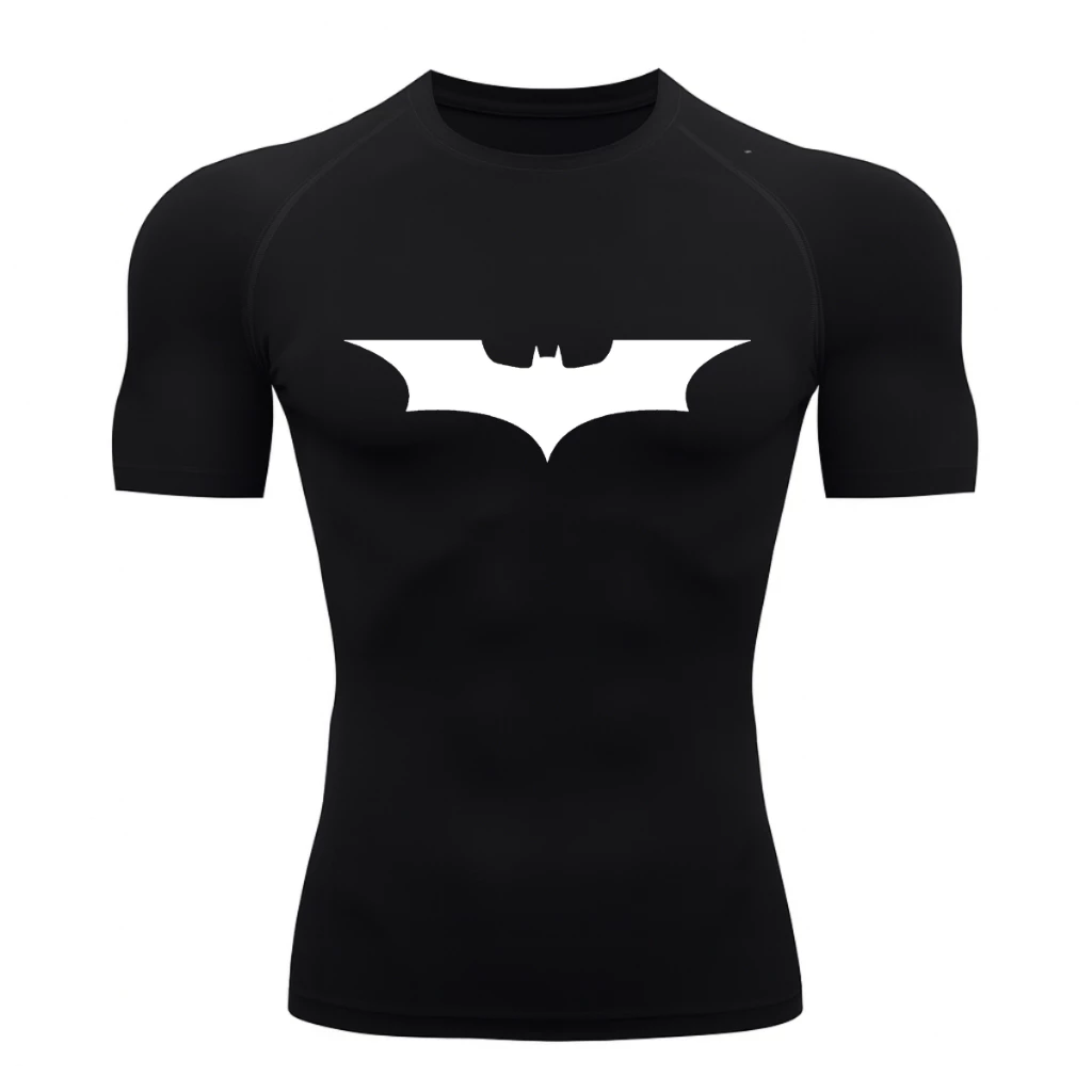 Camiseta Compressão Proteção Uv 50+ Segunda Pele Manga Curta Símbolo Batman Academia Rash Guard