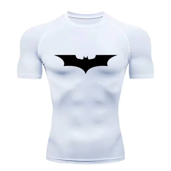 Camiseta Compressão Proteção Uv 50+ Segunda Pele Manga Curta Símbolo Batman Academia Rash Guard - Imagem 2