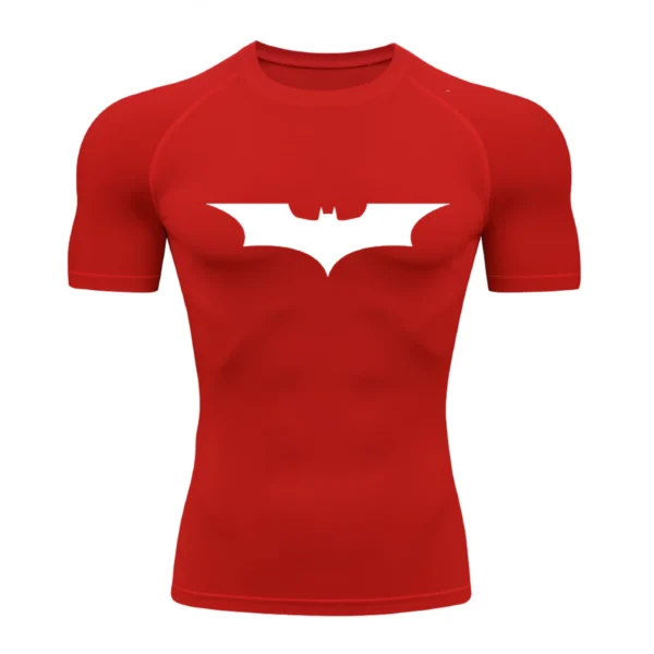 Camiseta Compressão Proteção Uv 50+ Segunda Pele Manga Curta Símbolo Batman Academia Rash Guard - Imagem 3