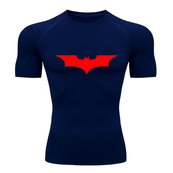 Camiseta Compressão Proteção Uv 50+ Segunda Pele Manga Curta Símbolo Batman Academia Rash Guard - Imagem 4