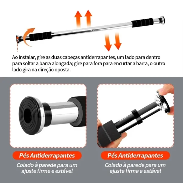Barra Fixa Flexão Porta Apoio Regulável 64 a 100 Cm - Imagem 4