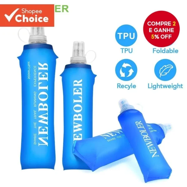 Garrafa D'água Macia Dobrável de Silicone NEWBOLER 250ml 500ml para Esportes ao Ar Livre, Corrida e Atividades Físicas.