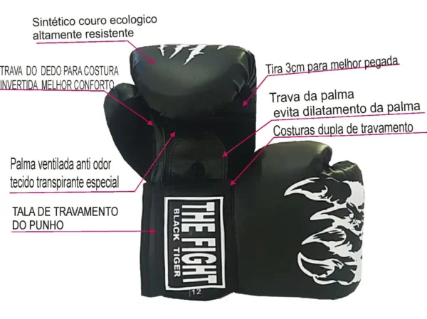 Kit Muay Thai Luva+ bandagem + bucal + caneleira + short + bolsa - Imagem 7