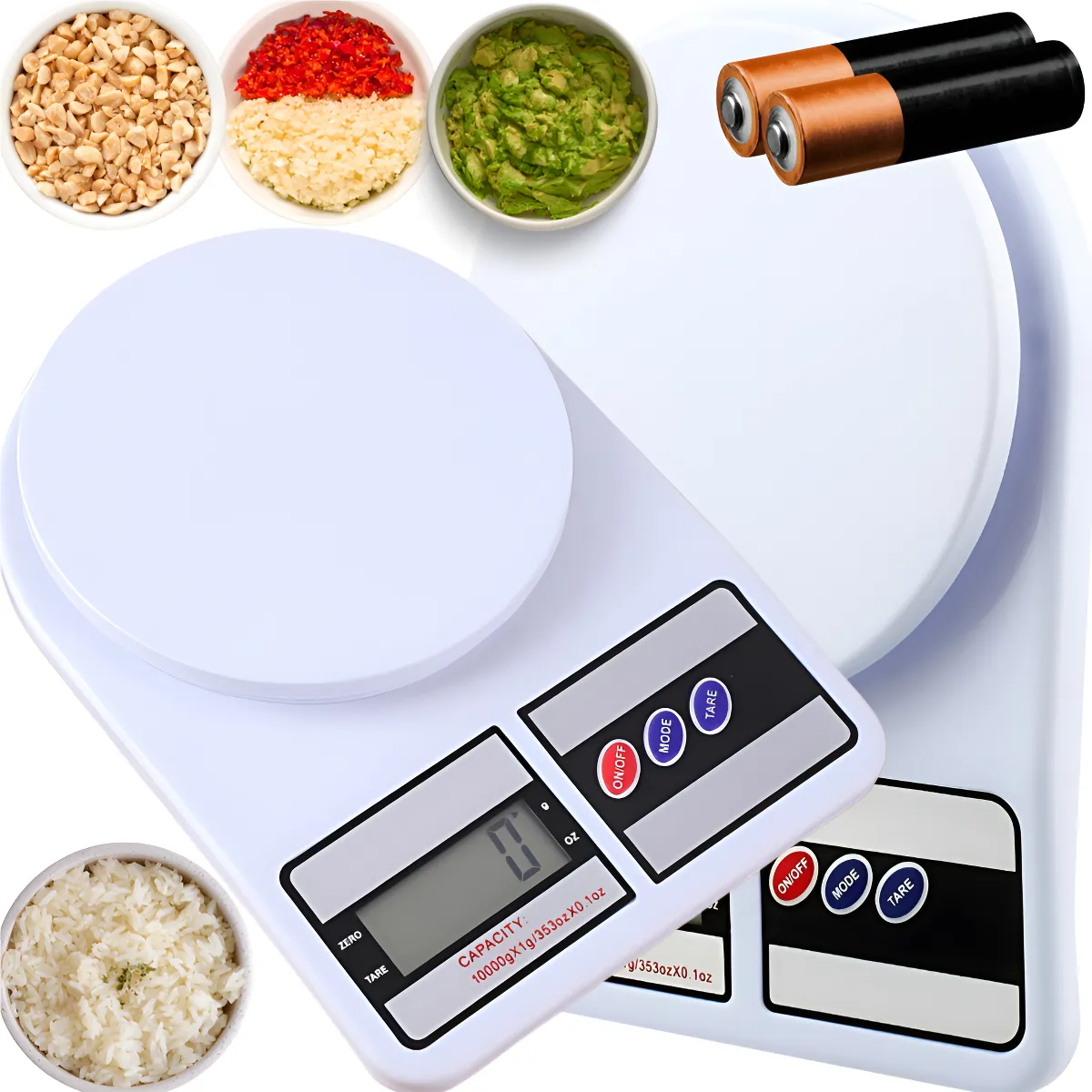 Balança Digital 10kg Cozinha Nutrição Dieta Pesar Comida Branco